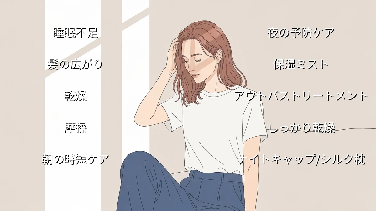 睡眠不足で髪が広がる人へ、朝の時短ヘアケアでまとまるコツ